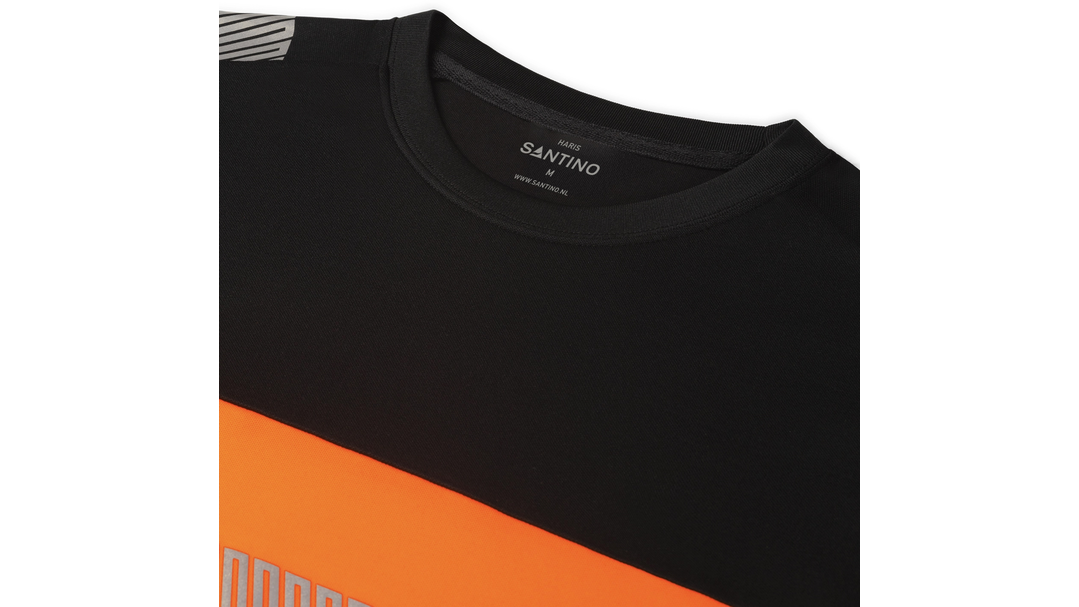 Santino T-shirt Haris Black / Fluor Orange, S