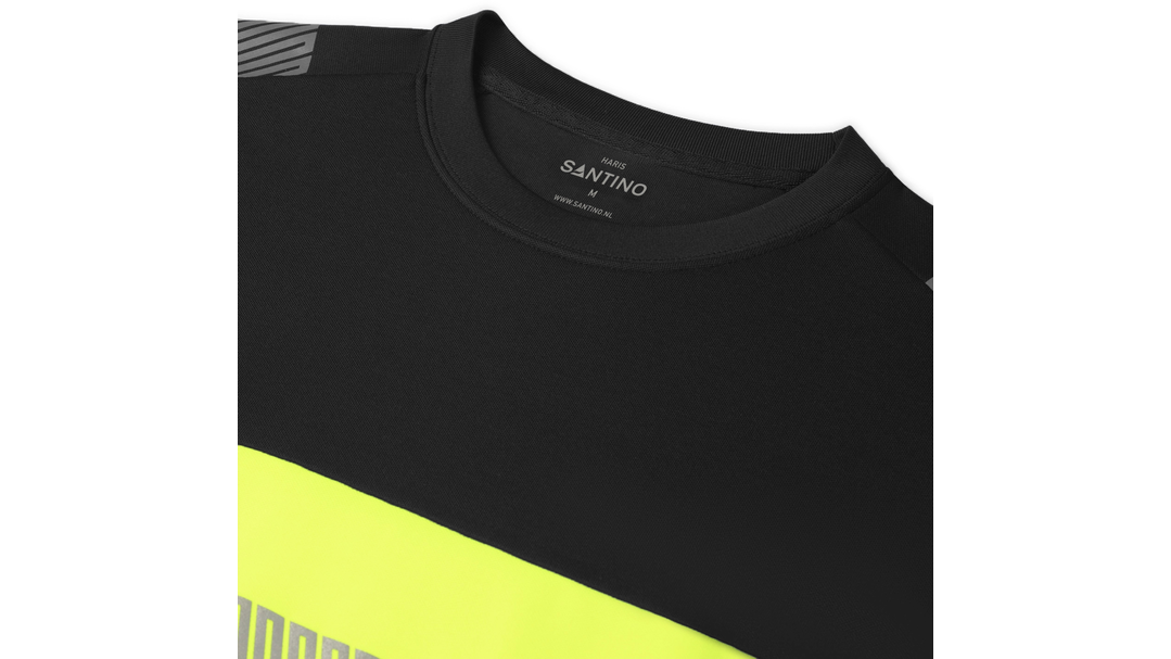 Santino T-shirt Haris Black / Fluor Yellow, S
