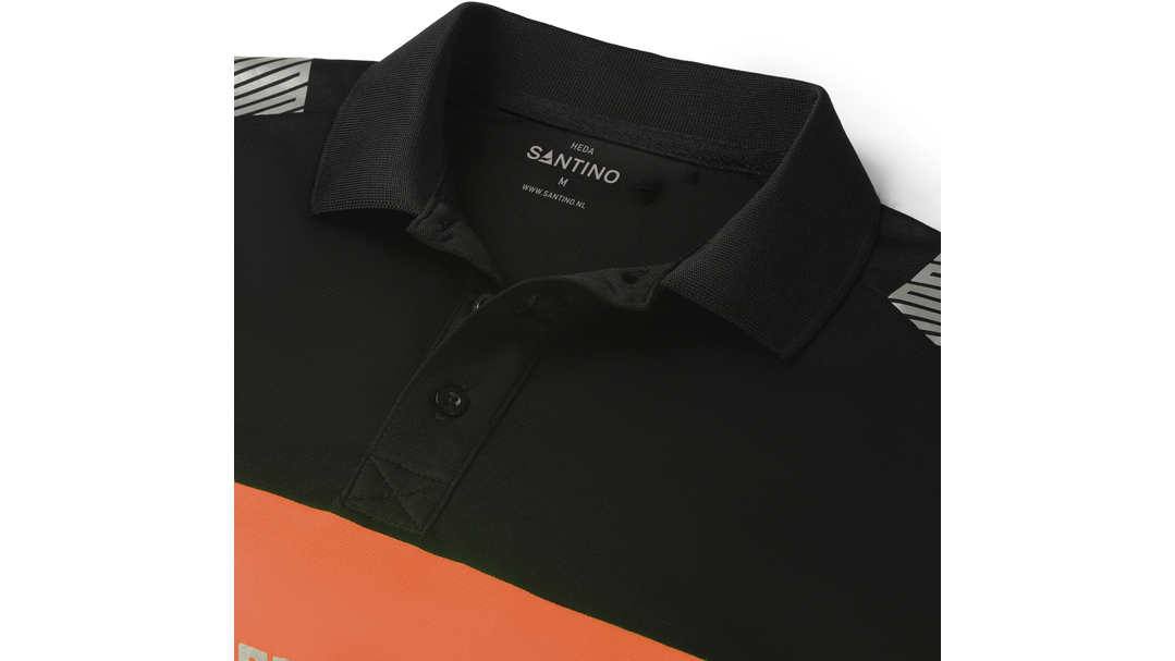 Santino Poloshirt Heda Black / Fluor Orange, S