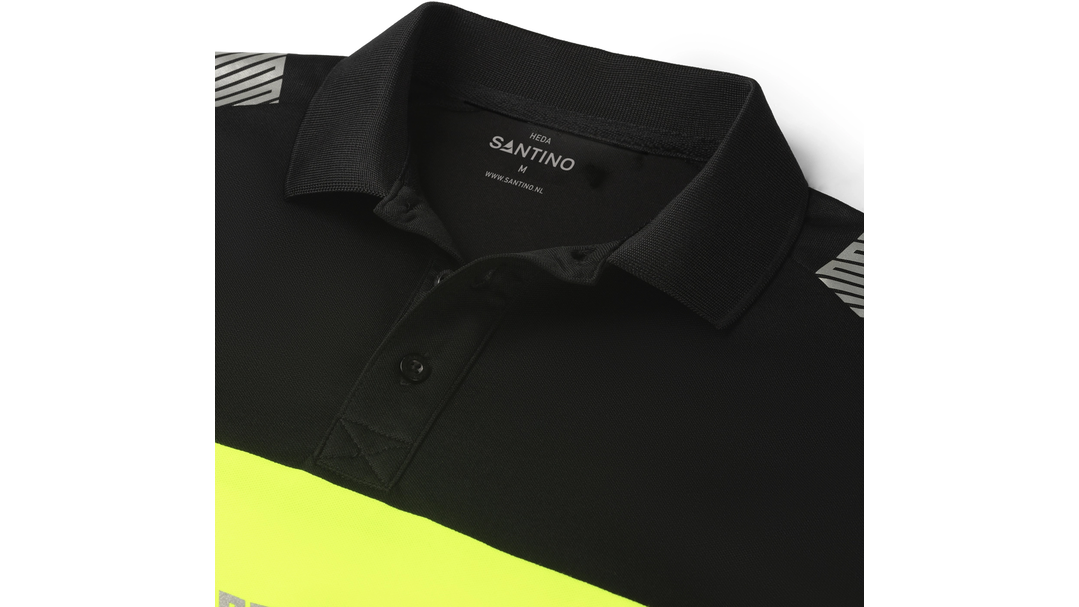 Santino Poloshirt Heda Black / Fluor Yellow, S
