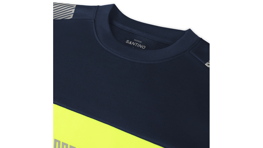 Santino Sweater Hudson Real Navy / Fluor Yellow, S