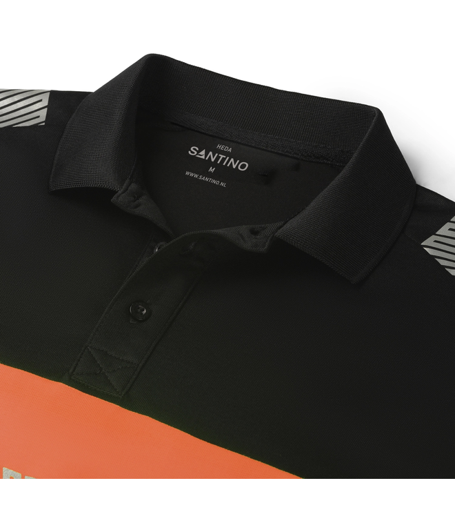 Santino Poloshirt Heda Black / Fluor Orange, S