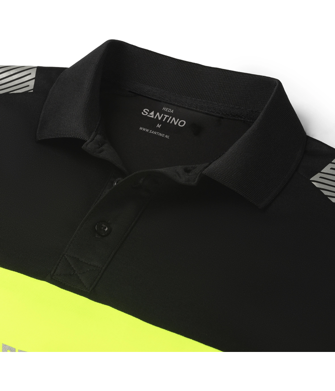 Santino Poloshirt Heda Black / Fluor Yellow, S
